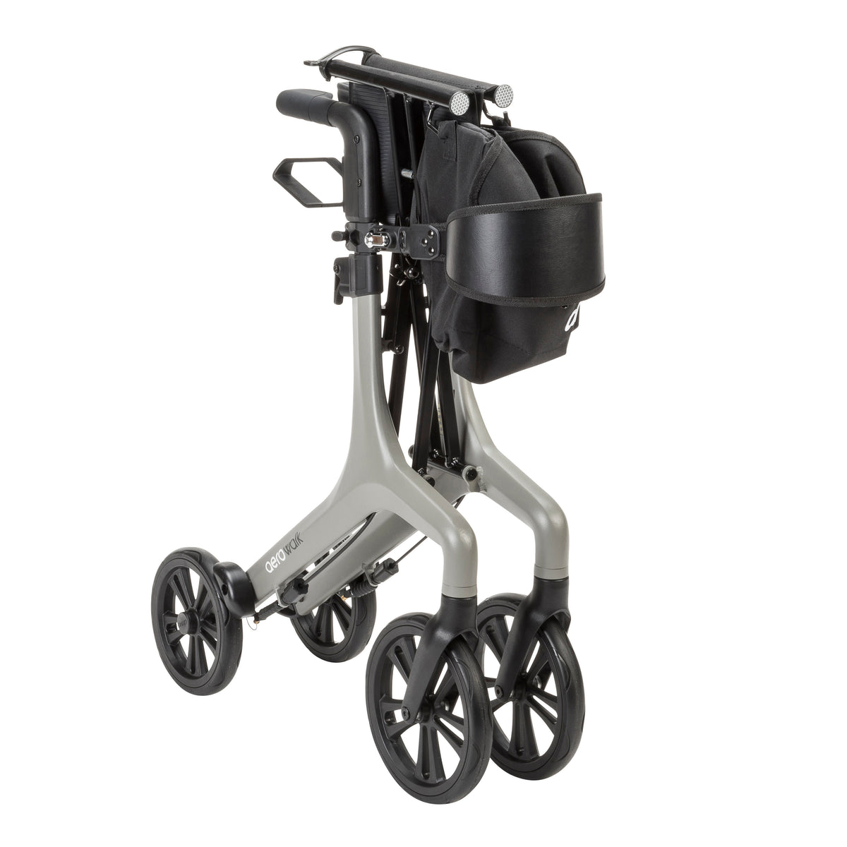 AeroWalk rollator in gray - front bag